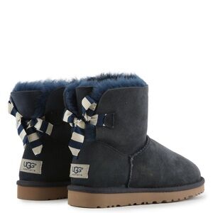 UGG Mini Bailey Bow Stripe Navy Women’s Size 8 Boots